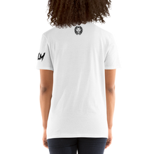 Load image into Gallery viewer, RLM Short-Sleeve Woman’s White T-Shirt (Lion head on back w/RLM letters on sleeve)